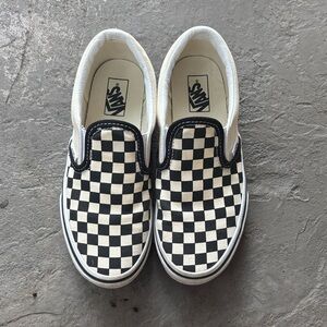 Vans Kids Black and White Checkerboard Slip-Ons